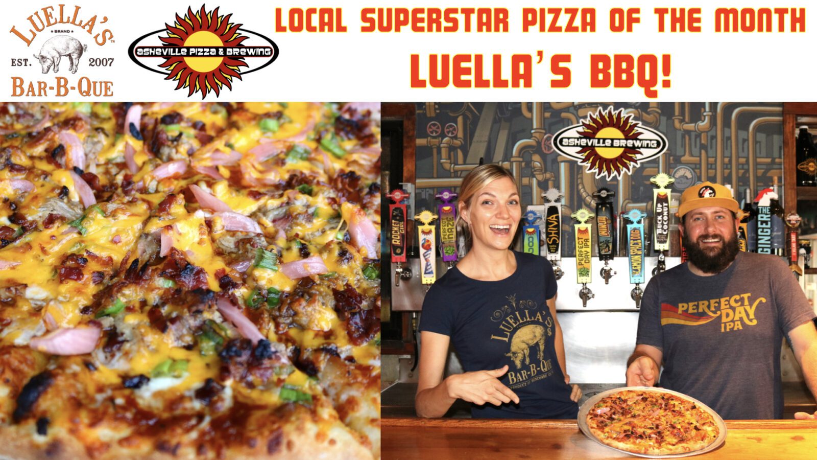 Local Superstar Pizza of the Month... Luella's BBQ! Asheville Brewing